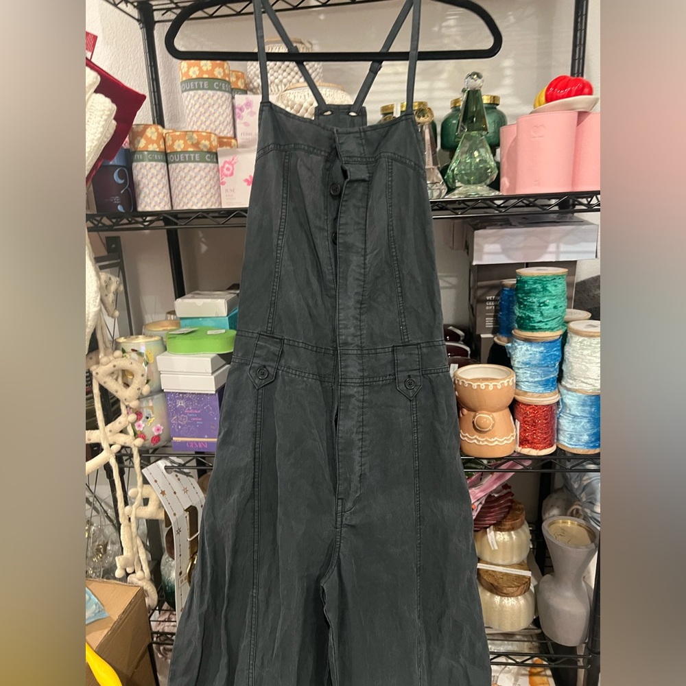 Free People Washed Black Wide-Leg Jumpsuit - Picture 6 of 9